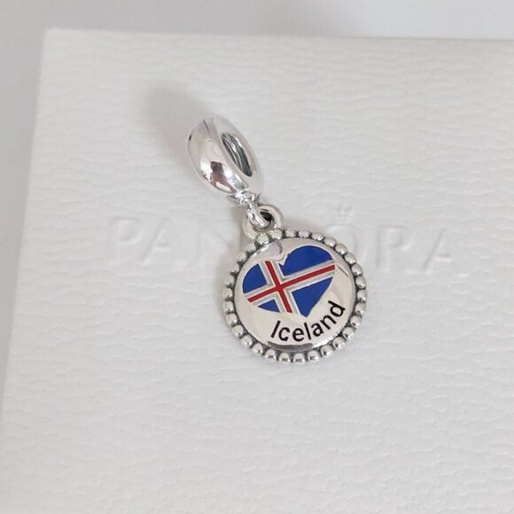 Pandora Iceland Heart Flag Dangle Charm with box - Picture 3 of 7
